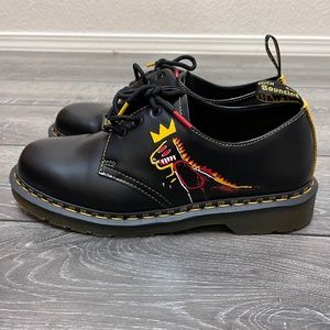 Dr. Martens Basquiat Black and Yellow Dino Artwork Graphic Shoe NWOT